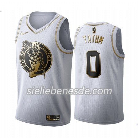 Herren NBA Boston Celtics Trikot Jayson Tatum 0 Nike 2019-2020 Weiß Golden Edition Swingman